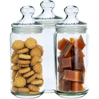Luminarc Set Van 3x Stuks Voorraadpotten/bewaarpotten 1500 Ml Glas Met Glazen