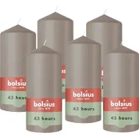 Bolsius - Gladde Stompkaars - 6 Stuks - Taupe - 13 cm - 43 Branduren
