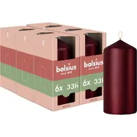 Bolsius - Gladde Stompkaars - 6 stuks - Metallic Rood - 12 cm - 33 Branduren