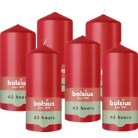 Bolsius - Gladde Stompkaarsen - 6 Stuks - Rood - 13 cm - 43 Branduren