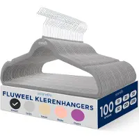 SereneLife Kleerhangers, Fluwelen Hangers, Antislip Zware Duurzame Kledinghangers Set-100Stuks-Duurzaam met 360° Draaihaak