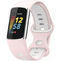 Strap-it Sport siliconen bandje met druksluiting - geschikt voor Fitbit Charge 5 / Fitbit Charge 6 (roze/wit)