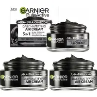 Garnier Pure Active Daily Mattifying Air Cream - Matterende Creme - Onzuiverheden Verminderende Creme - 48h Hydraterend - Verstopt de Porien Niet - 3 x 50 ml