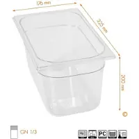 Hendi Gastronorm container – polycarbonaat – 7,8L – temperatuurbestendig – transparant