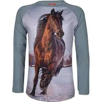 Horka - T-shirt PIXEL - Grijs - Paard print - Maat 128