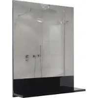 MCW Wandspiegel met planchet -B19, badkamerspiegel badkamer, hoogglans 75x60cm ~ zwart