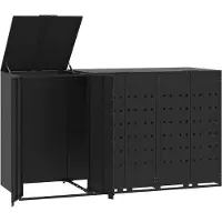 vidaXL Vuilnisbakbox voor 3 containers, zwart, 207x79x117 cm, staal