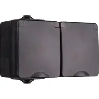 ION Industries Wandcontactdoos | Opbouw 2-voudig IP55 Zwart