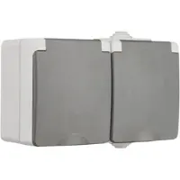 ION Industries Opbouw Stopcontact 2-voudig | IP55 | Grijs