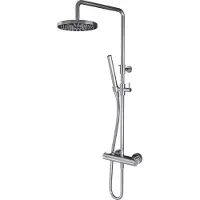 Hotbath Buddy SDS1 opbouw regendoucheset met staafhanddouche en 20cm ronde hoofddouche aan glijstang chroom