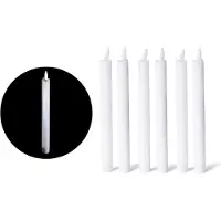 Novaliv Witte LED-kaars met timerfunctie, set van 6 - LED-kaars met bewegende vlam en timer - 22 cm hoog voor 2,2 cm diameter / 1x AA-batterij vereist - LED-kaarsen van echte was