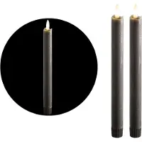 Novaliv LED-kaarsen met timer GRIJS 2-pack voor binnen met 6-uurs timer - ECHTE WAS 23 cm hoogte voor kaarsen 2,2 cm diameter 2 AAA-batterijen vereist LED-kaarsen flikkerende vlam bewegende vlam