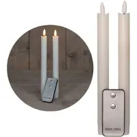 Novaliv LED-kaarsen met timer, wit, 2-pack voor binnen met 6-uurs timer - ECHTE WAS 23 cm hoogte voor kaarsen 2,2 cm diameter 2 AAA-batterijen vereist LED-kaarsen met flikkerende vlam, bewegende vlam