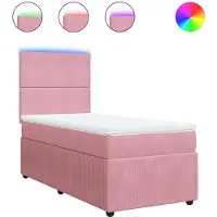 vidaXL Boxspring met matras fluweel roze 80x200 cm