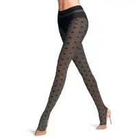 Falke Snow Dot gedessineerd materiaal transparent 25 DEN panty dames zwart - maat S-M