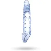 Vuxen 9 INCH TPE TRANSPARENT PENIS LENGTH ENHANCER WITH BALL STRAP