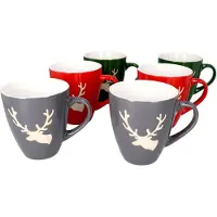 MamboCat Set van 6 koffiemokken deer conical 400ml elk 2 x grijs, groen, rood - 23104792