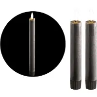 Novaliv LED-kaarsen met timer GRIJS 2-pack voor binnen met timerfunctie 6 uur ECHTE WAS 15 cm hoogte voor kaarsen 2,2 cm diameter 2 AAA-batterijen vereist LED-kaarsen flikkerende vlam bewegende vlam