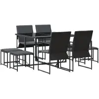 vidaXL Tuin Eettafel Set 9 st Zwart Staal