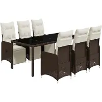 vidaXL 7-delige Bistroset met kussens poly rattan bruin