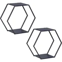 En.casa Wandrek Tand 2-delig wandplankenset zwart 32x37x19 cm []