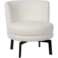 Atmooz - Fauteuil Felix Ivory - Bouclé - Zwart Metalen Onderstel - Trendy & Multi-inzetbaar - Wit - Woonkamer