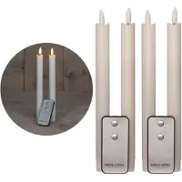 Novaliv LED-kaarsen met timer WIT 4 stuks WIT voor binnen - 6 uur - ECHTE WAS 23 cm hoogte voor kaarsen 2,2 cm diameter 2 AAA-batterijen vereist LED-kaarsen met flikkerende vlam, bewegende vlam