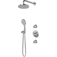 Hotbath Buddy IBS12 inbouw regendoucheset met ronde handdouche aan glijstang en 20cm hoofddouche aan wandarm chroom