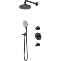 Hotbath Buddy IBS12 inbouw regendoucheset met ronde handdouche aan glijstang en 30cm hoofddouche aan 30cm plafondarm geborsteld zwart PVD