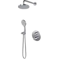 Hotbath Buddy IBS12A inbouw regendoucheset met ronde handdouche aan glijstang en 20cm hoofddouche aan 15cm plafondarm chroom