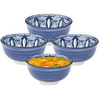 Home Deco Factory Soepkommen Tokyo style - blauw - 10x stuks - 12 x 6 cm - keramiek - soepkommetjes - keuken serveerschaaltjes