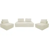 Sweeek Set van fauteuils voor modulaire bank 4 zitplaatsen corduroy Crème