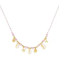 Yehwang Ketting summer vibes-bedel schelp- zeester- roze- goudkleur