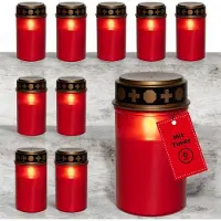 Novaliv LED graflichten zonder batterij en timer 6/18 rood 10 stuks LED kaarsen zonder batterijen grafkaarsen begraafplaatskaarsen kaarsen flikkerende vlam gedenkkaars eeuwig licht rouwkaars