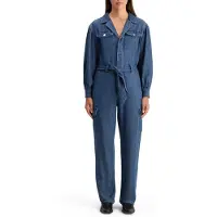 Scotch & Soda Lightweight Denim Jumpsuit In Dark Wash With Tonal Detailing Size: 38 | Jumpsuits Outlet | Dames | Blauw