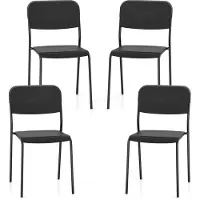 Costway Set van 4 eetkamerstoelen, stapelbare keukenstoelen met rugleuning en metalen poten, zitting van PP, stoel zonder armleuningen, stapelstoel voor eetkamer, woonkamer, restaurant