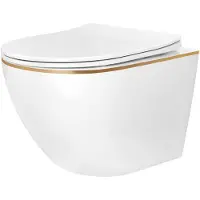REA - Hangende Toiletpot - Carlo Mini Tornado Nfq - Goud Edge - 49X35,5X35cm