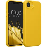 Kwmobile telefoonhoesje geschikt voor Apple iPhone 17e / iPhone 16e - TPU backcover met siliconen coating - Smartphone case in stralend geel