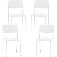 Costway Set van 4 eetkamerstoelen, stapelbare keukenstoelen met rugleuning en metalen poten, zitting van PP, stoel zonder armleuningen, stapelstoel voor eetkamer, woonkamer, restaurant