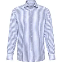 Eterna overhemd blauw gestreept modern fit wide collar