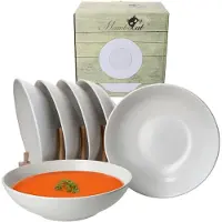MamboCat Set van 6 soepborden 20,5cm Wit Biata steengoed