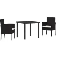 vidaXL Tuin Eettafel Set 5 st Zwart poly rattan
