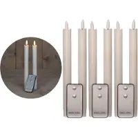Novaliv LED-kaarsen met timer WIT, 8 stuks voor binnen - 6 uur - ECHTE WAS Hoogte 23 cm voor kaarsen, diameter 2,2 cm, 2 AAA-batterijen vereist. LED-kaarsen, set van 4 WIT (twee keer) bewegend vlamlicht.