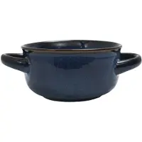 Home Deco Factory Soepkommen Classic - donkerblauw - 1x stuks - 14 x 7 cm - keramiek - soepkommetjes