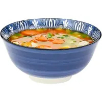Home Deco Factory Soepkommen Tokyo style - blauw - 1x stuks - 15 x 7 cm - keramiek - soepkommetjes - keuken serveerschaaltjes
