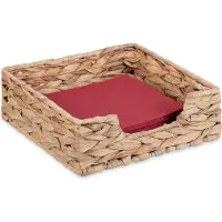 Relaxdays servethouder waterhyacint - voor 20x20 cm servetten - gevlochten - vierkant - naturel
