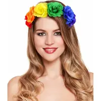 Henbrandt Regenboog kleuren diadeem - 2x - bloemen hoofdband - PRIDE - dames