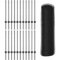 vidaXL zeshoekig gaasgek met palen 50 x 0,8 m PVC-Coated Staal Grijs