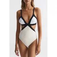 Reiss Colour Block One-piece Swimsuit — Regular Fit Size: 4 | One-Pieces Outlet | Dames | Zwart