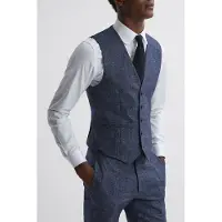 Reiss Prince Of Wales Check Waistcoat — Indigo Maat: 36 | Gilets Outlet | Heren | Blauw